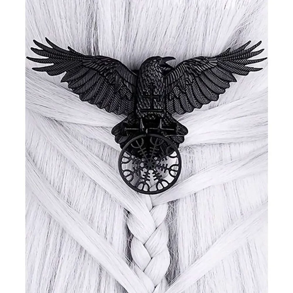 Black Viking Nordic Raven of Odin Hair Barrette